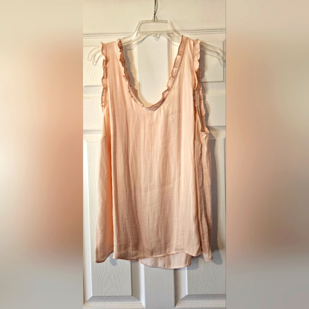 Lauren Conrad Delicate Pink Ruffled Neck Tank, Size XXL
